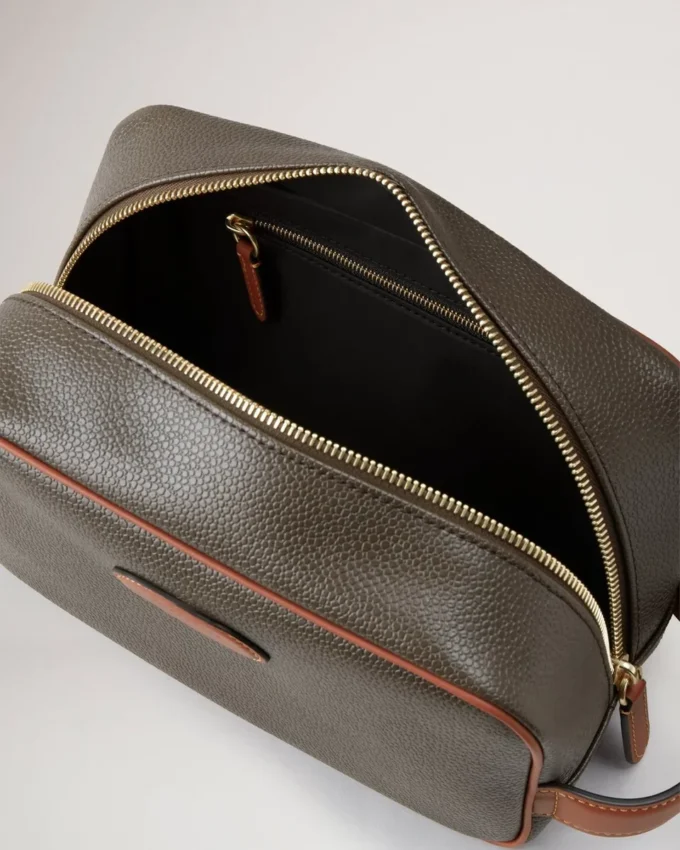 Heritage-tvättväska Mole & Cognac-tryckt Bioveg Scotchgrain & Flat Calf