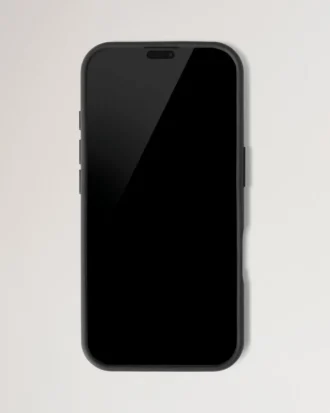 Iphone 16-fodral Svart Litet Klassiskt kornat Läder för kvinnor