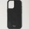 Iphone 16-fodral Svart Litet Klassiskt kornat Läder för kvinnor Iphone 16-fodral Svart Litet Klassiskt kornat Läder för kvinnor