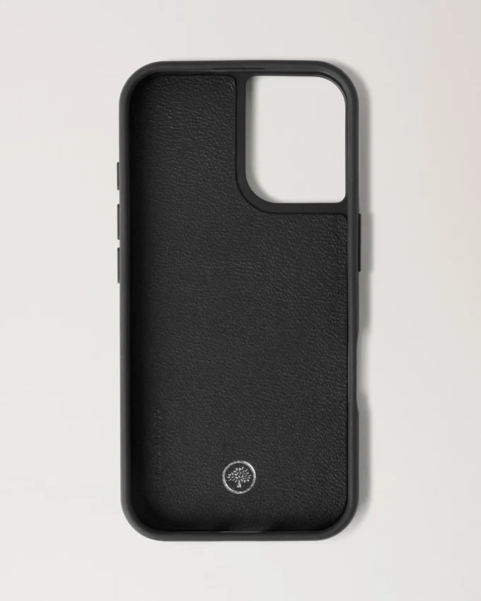 Iphone 16-fodral Svart Litet Klassiskt kornat Läder för kvinnor Iphone 16-fodral Svart Litet Klassiskt kornat Läder för kvinnor