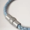 Iris-armband Poplinblått Heavy Grain läder och rostfritt stål Iris-armband Poplinblått Heavy Grain läder och rostfritt stål