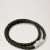 Iris dubbelarmband mörkgrönt Heavy Grain-mönster & rostfritt stål Iris dubbelarmband mörkgrönt Heavy Grain-mönster & rostfritt stål