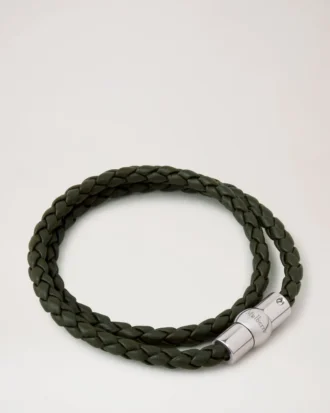 Iris dubbelarmband mörkgrönt Heavy Grain-mönster & rostfritt stål Iris dubbelarmband mörkgrönt Heavy Grain-mönster & rostfritt stål