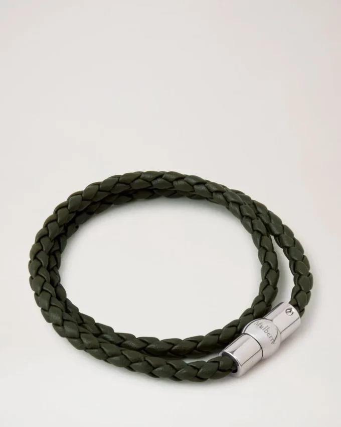 Iris dubbelarmband mörkgrönt Heavy Grain-mönster & rostfritt stål Iris dubbelarmband mörkgrönt Heavy Grain-mönster & rostfritt stål
