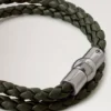 Iris dubbelarmband mörkgrönt Heavy Grain-mönster & rostfritt stål Iris dubbelarmband mörkgrönt Heavy Grain-mönster & rostfritt stål