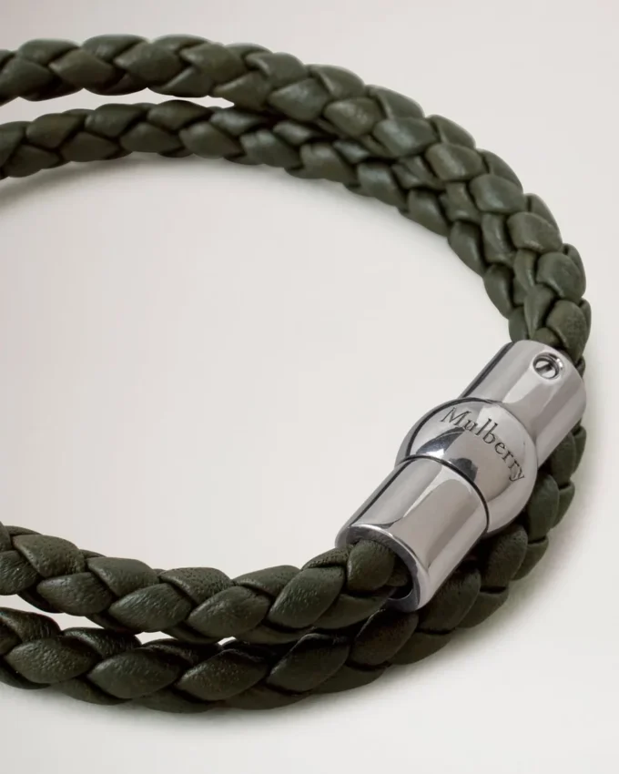 Iris dubbelarmband mörkgrönt Heavy Grain-mönster & rostfritt stål Iris dubbelarmband mörkgrönt Heavy Grain-mönster & rostfritt stål
