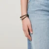 Iris dubbelarmband mörkgrönt Heavy Grain-mönster & rostfritt stål Iris dubbelarmband mörkgrönt Heavy Grain-mönster & rostfritt stål