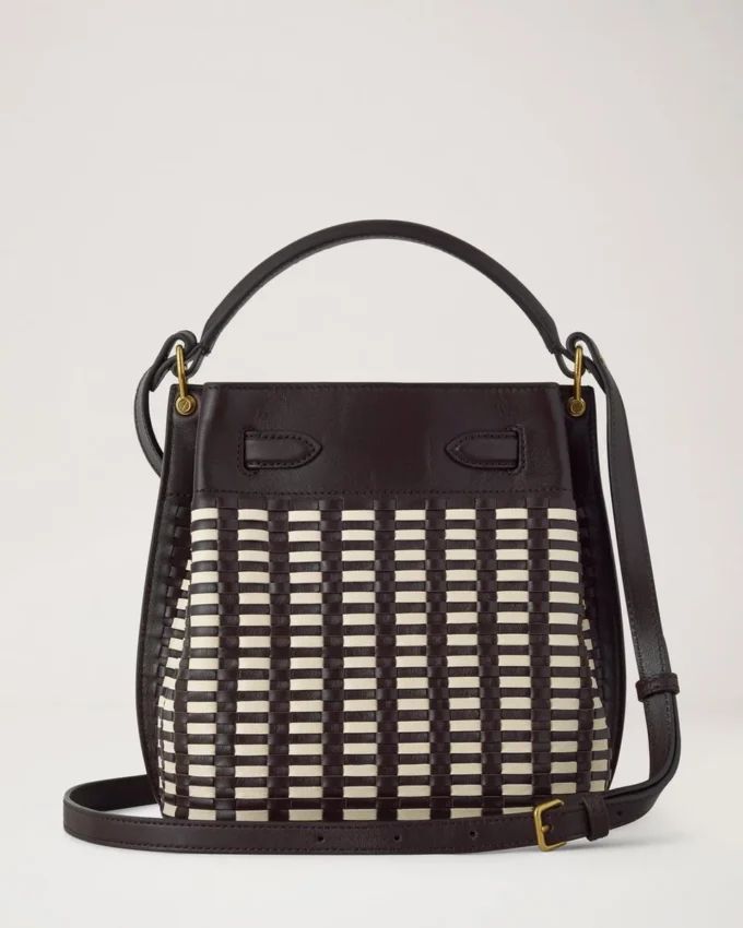 Islington Bucket Ebony & Eggshell Woven Leather Islington Bucket Ebony & Eggshell Woven Leather