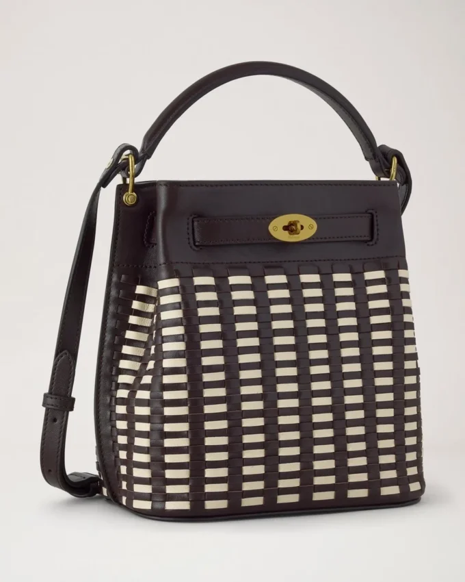 Islington Bucket Ebony & Eggshell Woven Leather Islington Bucket Ebony & Eggshell Woven Leather