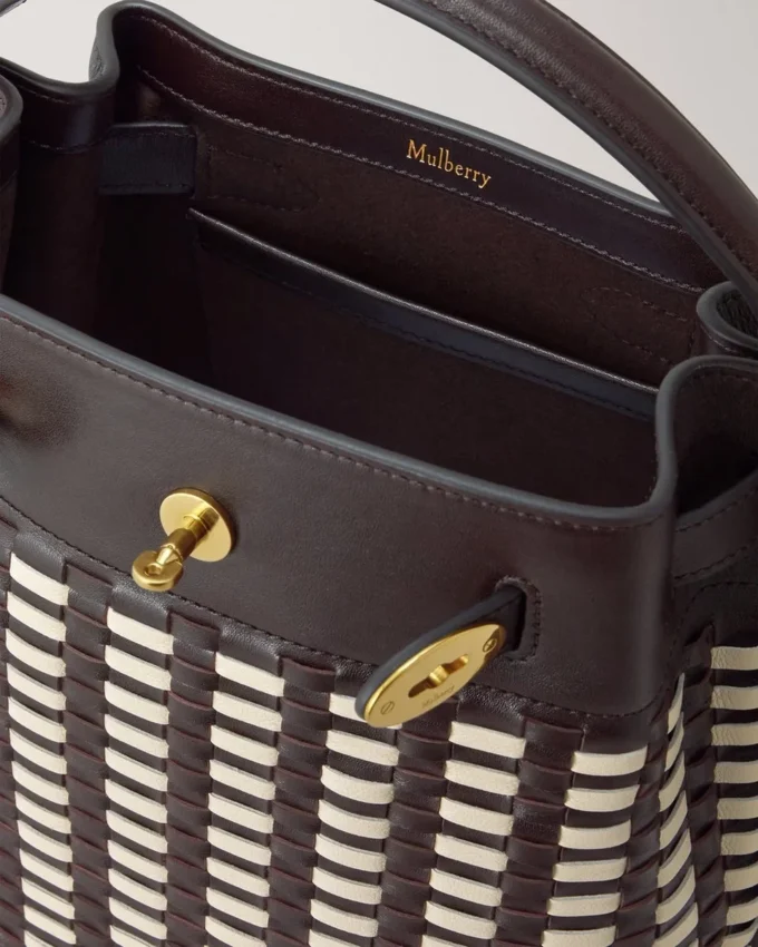 Islington Bucket Ebony & Eggshell Woven Leather Islington Bucket Ebony & Eggshell Woven Leather