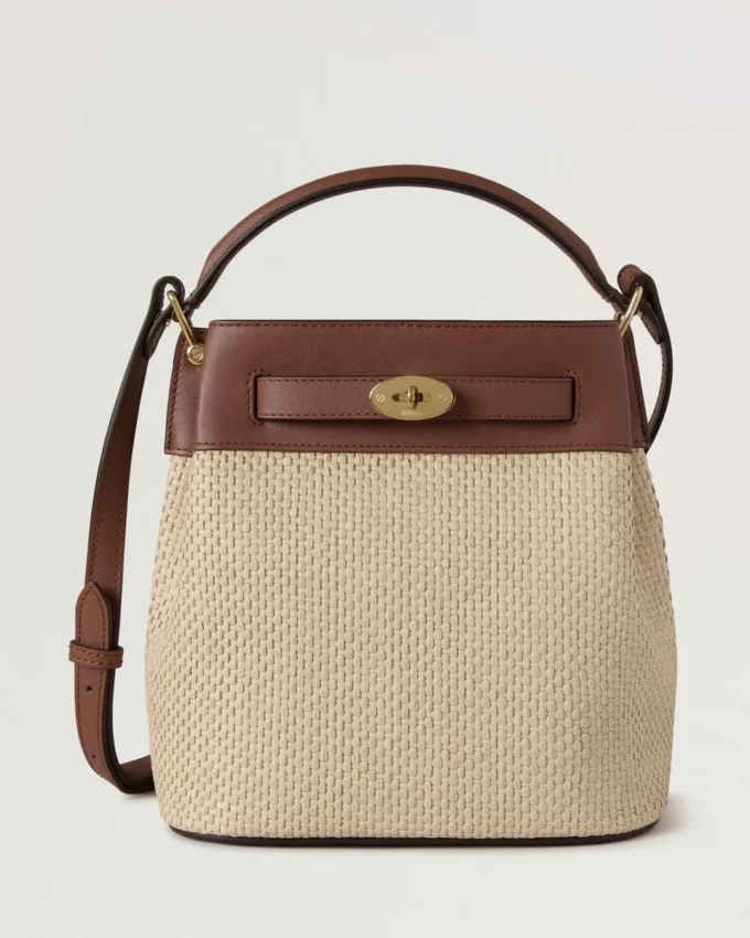Islington Bucket Ek & Naturlig Raffia & Läder
