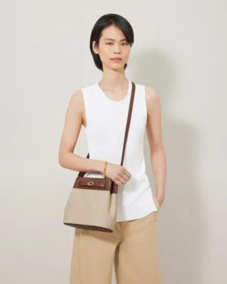 Islington Bucket Ek & Naturlig Raffia & Läder