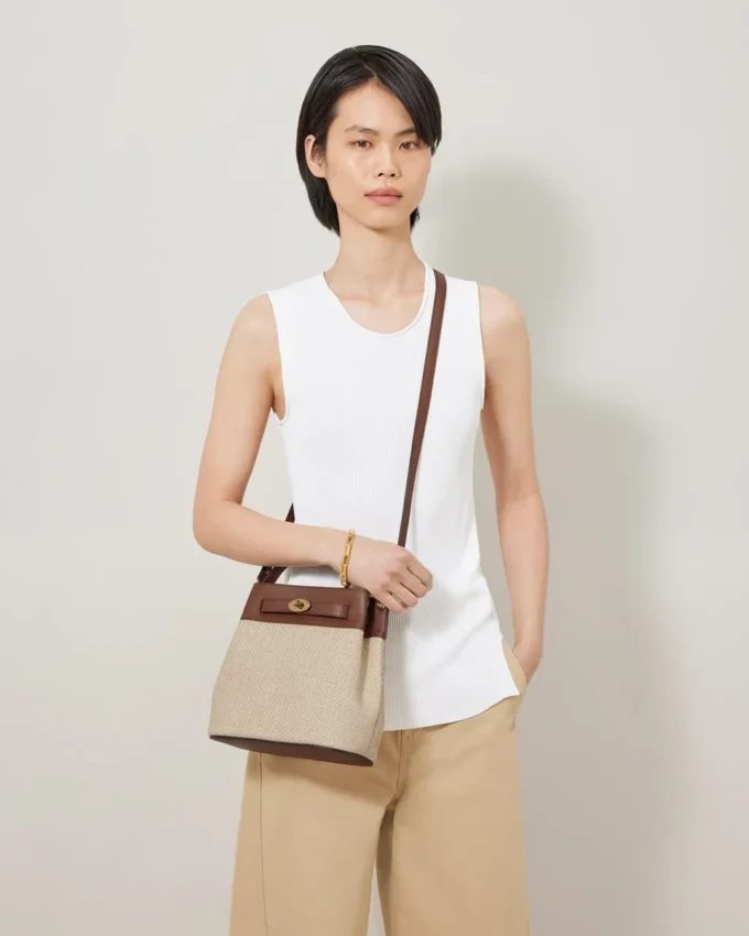 Islington Bucket Ek & Naturlig Raffia & Läder