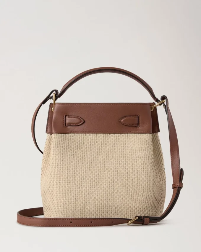 Islington Bucket Ek & Naturlig Raffia & Läder