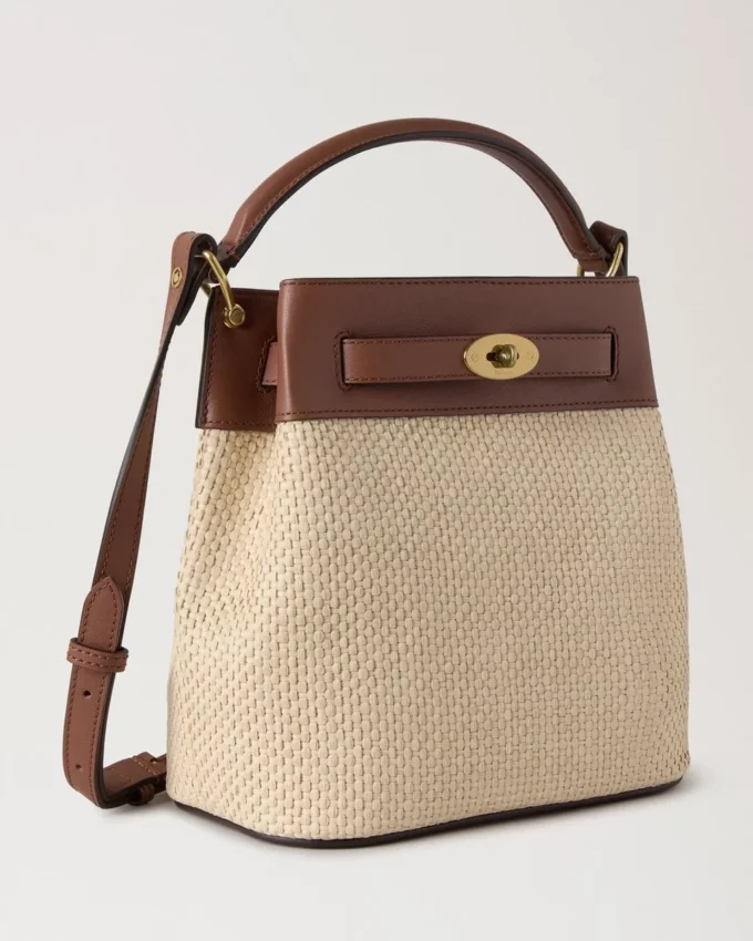 Islington Bucket Ek & Naturlig Raffia & Läder
