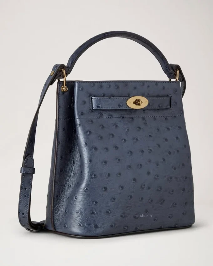 Islington Bucket Stormy Blue Ostrich Top Handle Väskor