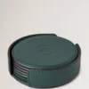 Läderunderläggsset i Mulberry Green kalvskinn