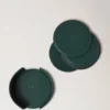 Läderunderläggsset i Mulberry Green kalvskinn