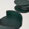 Läderunderläggsset i Mulberry Green kalvskinn