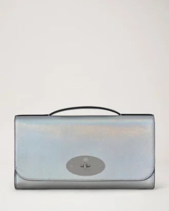 Lily Clutch Silver Iriserande läder med ödleprägling