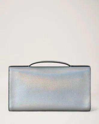 Lily Clutch Silver Iriserande läder med ödleprägling