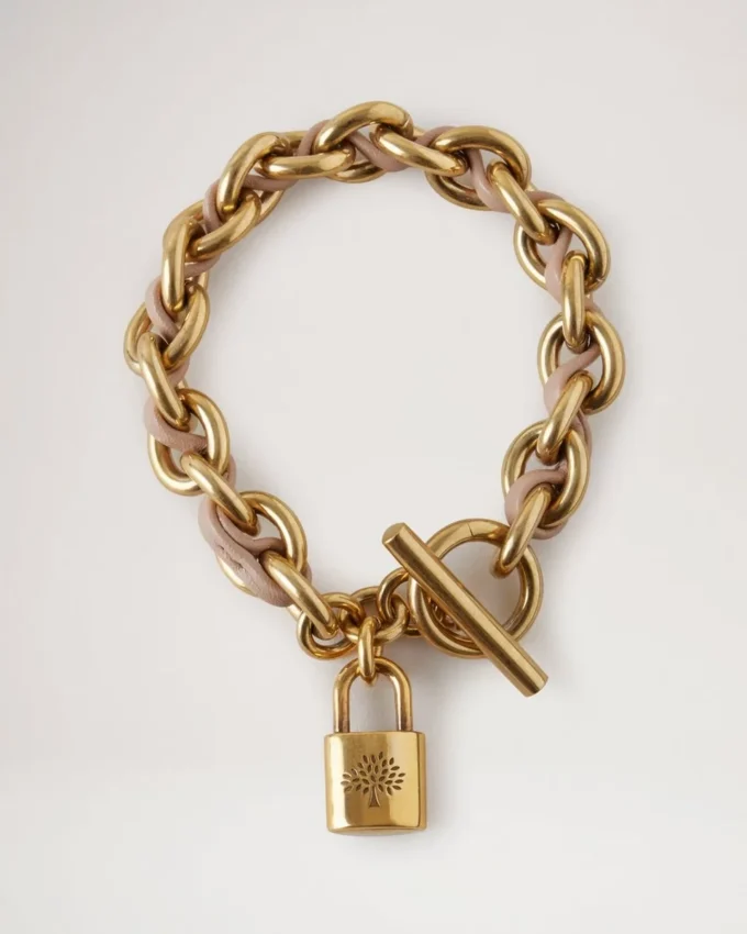 Lily läderarmband med kedja, liten Maple läder och metall Lily läderarmband med kedja, liten Maple läder och metall