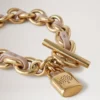 Lily läderarmband med kedja, liten Maple läder och metall Lily läderarmband med kedja, liten Maple läder och metall