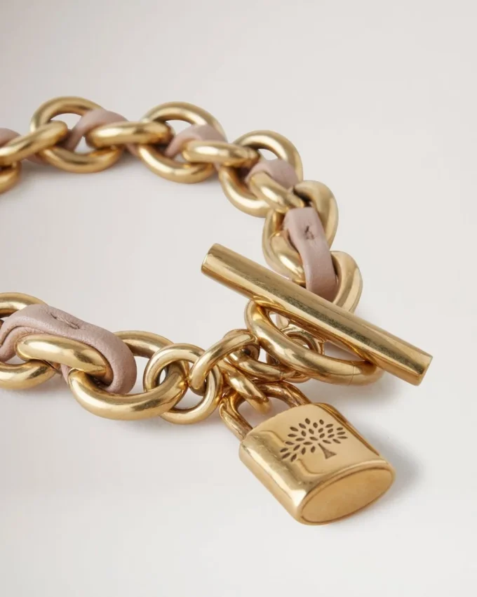 Lily läderarmband med kedja, liten Maple läder och metall Lily läderarmband med kedja, liten Maple läder och metall
