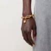 Lily läderarmband med kedja, liten Maple läder och metall Lily läderarmband med kedja, liten Maple läder och metall