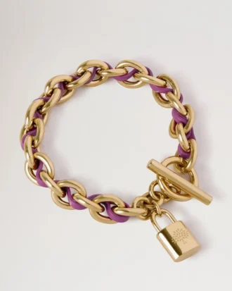 Lily läderarmband med kedja, liten orkidéblomma, liten klassisk struktur och förgyllt rostfritt stål Lily läderarmband med kedja, liten orkidéblomma, liten klassisk struktur och förgyllt rostfritt stål
