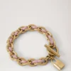 Lily läderarmband med kedja, liten, puderrosa, liten, klassisk struktur och pläterat rostfritt stål Lily läderarmband med kedja, liten, puderrosa, liten, klassisk struktur och pläterat rostfritt stål