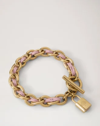 Lily läderarmband med kedja, liten, puderrosa, liten, klassisk struktur och pläterat rostfritt stål Lily läderarmband med kedja, liten, puderrosa, liten, klassisk struktur och pläterat rostfritt stål