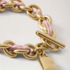 Lily läderarmband med kedja, liten, puderrosa, liten, klassisk struktur och pläterat rostfritt stål Lily läderarmband med kedja, liten, puderrosa, liten, klassisk struktur och pläterat rostfritt stål