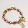 Lily läderarmband med kedja Medium Orchid Bloom Small Classic Grain & pläterat rostfritt stål Lily läderarmband med kedja Medium Orchid Bloom Small Classic Grain & pläterat rostfritt stål