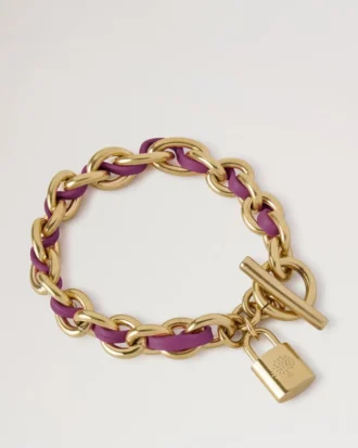 Lily läderarmband med kedja Medium Orchid Bloom Small Classic Grain & pläterat rostfritt stål Lily läderarmband med kedja Medium Orchid Bloom Small Classic Grain & pläterat rostfritt stål