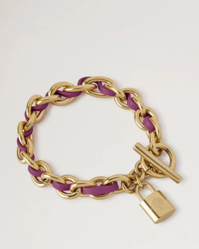 Lily läderarmband med kedja Medium Orchid Bloom Small Classic Grain & pläterat rostfritt stål Lily läderarmband med kedja Medium Orchid Bloom Small Classic Grain & pläterat rostfritt stål