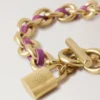 Lily läderarmband med kedja Medium Orchid Bloom Small Classic Grain & pläterat rostfritt stål Lily läderarmband med kedja Medium Orchid Bloom Small Classic Grain & pläterat rostfritt stål