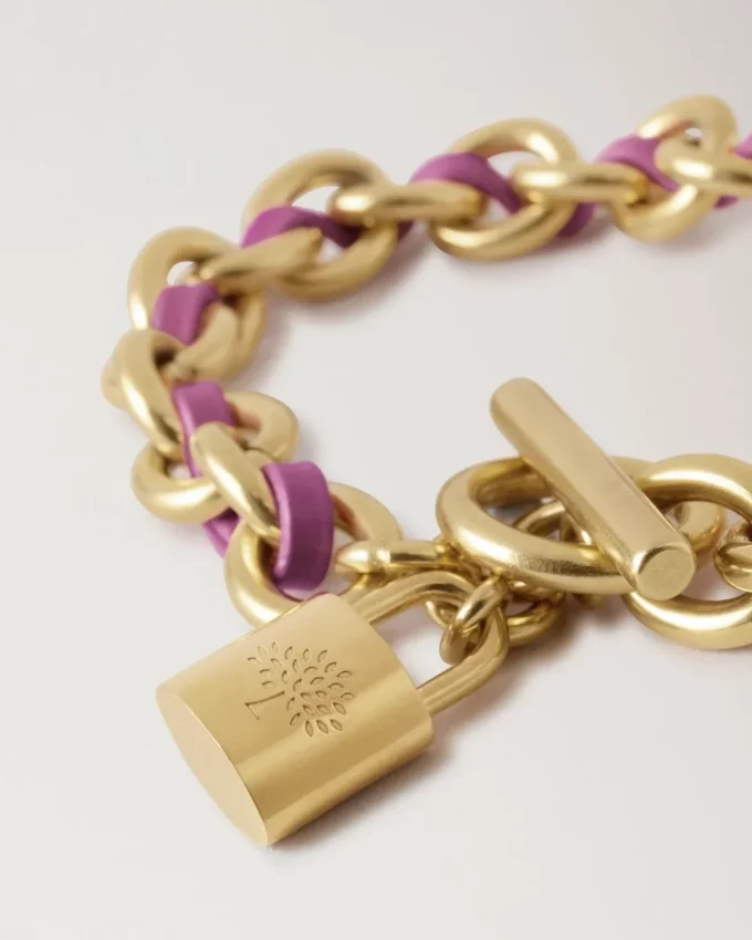 Lily läderarmband med kedja Medium Orchid Bloom Small Classic Grain & pläterat rostfritt stål Lily läderarmband med kedja Medium Orchid Bloom Small Classic Grain & pläterat rostfritt stål