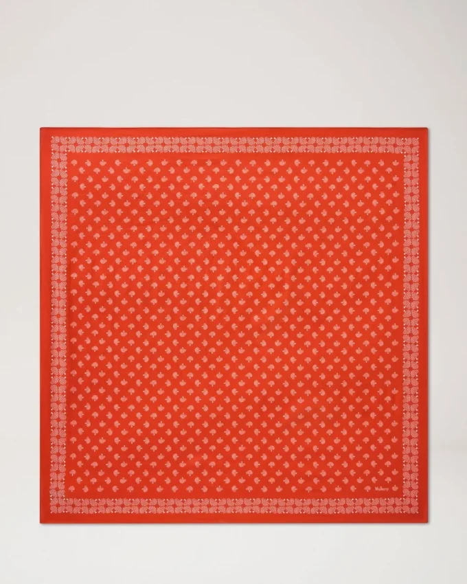 Liten fyrkantig scarf – Mulberry Tree korallorange bomull Liten fyrkantig scarf – Mulberry Tree korallorange bomull