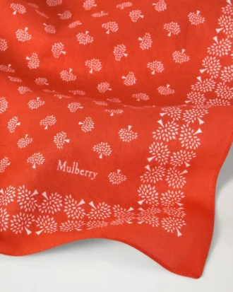 Liten fyrkantig scarf – Mulberry Tree korallorange bomull