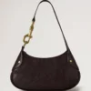 Liten Hackney-axelväskor i ebenholtsglänsande buffelläder med handtag Liten Hackney-axelväskor i ebenholtsglänsande buffelläder med handtag