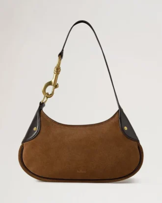 Liten Hackney-axelväskor Vintage Oak Suede Top Handle Väskor