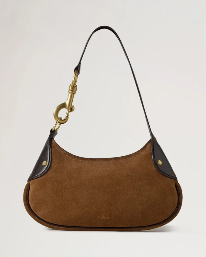 Liten Hackney-axelväskor Vintage Oak Suede Top Handle Väskor Liten Hackney-axelväskor Vintage Oak Suede Top Handle Väskor