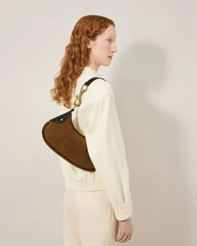 Liten Hackney-axelväskor Vintage Oak Suede Top Handle Väskor Liten Hackney-axelväskor Vintage Oak Suede Top Handle Väskor