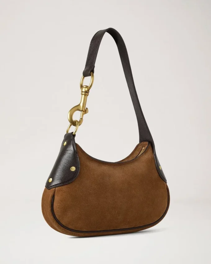 Liten Hackney-axelväskor Vintage Oak Suede Top Handle Väskor Liten Hackney-axelväskor Vintage Oak Suede Top Handle Väskor