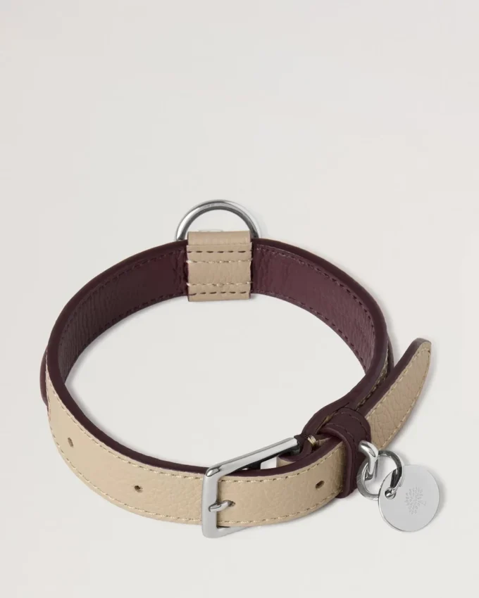 Litet hundhalsband i läder Dune & Oxblood Small Classic Grain Litet hundhalsband i läder Dune & Oxblood Small Classic Grain