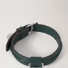 Litet hundhalsband i läder, Mulberry Green, klassiskt mönster Litet hundhalsband i läder, Mulberry Green, klassiskt mönster