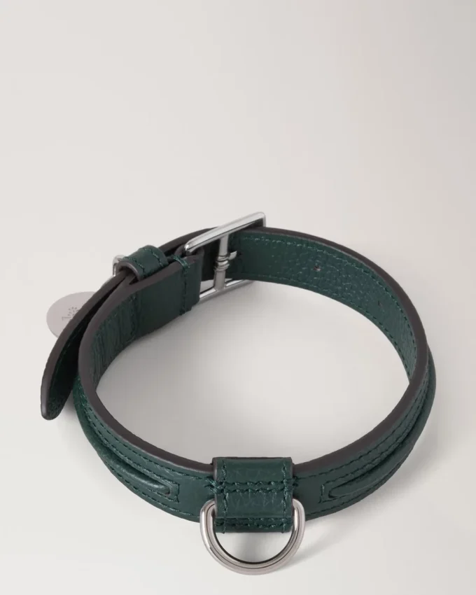 Litet hundhalsband i läder, Mulberry Green, klassiskt mönster Litet hundhalsband i läder, Mulberry Green, klassiskt mönster