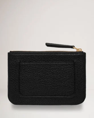 Litet myntfodral med dragkedja, svart, Small Classic Grain, dam