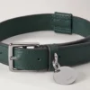 Medium hundhalsband i läder, Mulberry Green, små klassiska strukturer Medium hundhalsband i läder, Mulberry Green, små klassiska strukturer